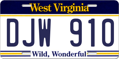 WV license plate DJW910