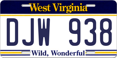 WV license plate DJW938