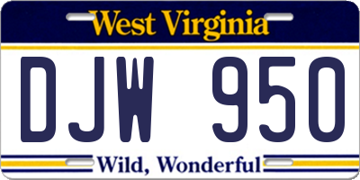 WV license plate DJW950