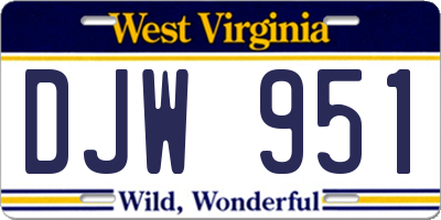 WV license plate DJW951