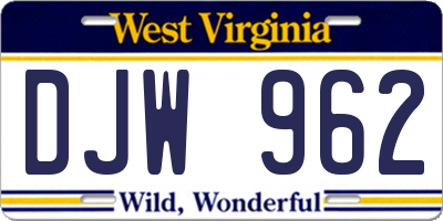 WV license plate DJW962