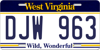 WV license plate DJW963