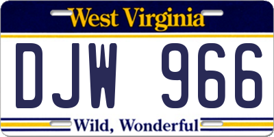 WV license plate DJW966