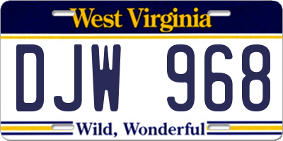 WV license plate DJW968