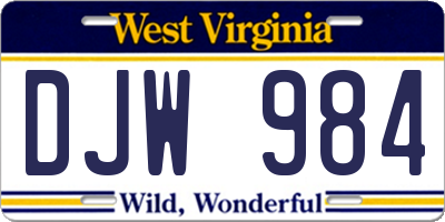 WV license plate DJW984