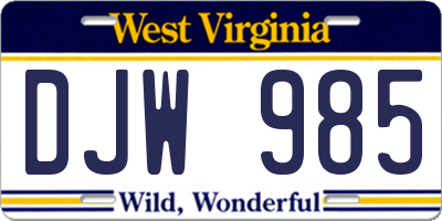 WV license plate DJW985