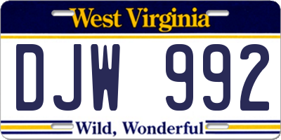WV license plate DJW992