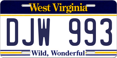 WV license plate DJW993