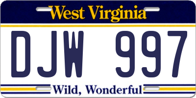 WV license plate DJW997