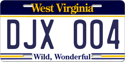 WV license plate DJX004
