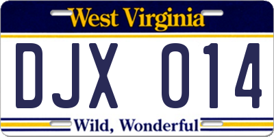 WV license plate DJX014