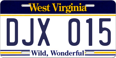 WV license plate DJX015