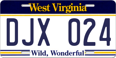 WV license plate DJX024