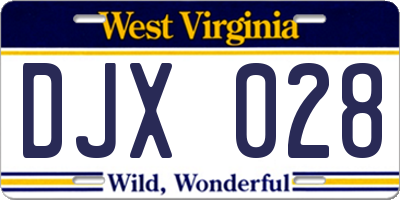 WV license plate DJX028