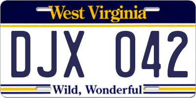 WV license plate DJX042
