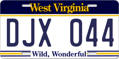 WV license plate DJX044