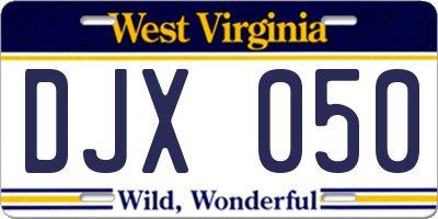 WV license plate DJX050