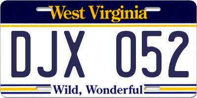 WV license plate DJX052