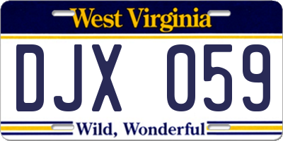 WV license plate DJX059