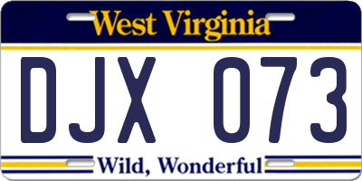 WV license plate DJX073