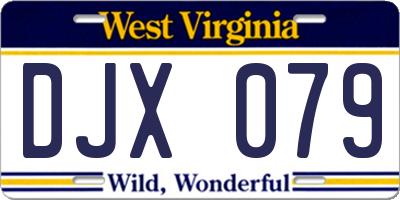 WV license plate DJX079