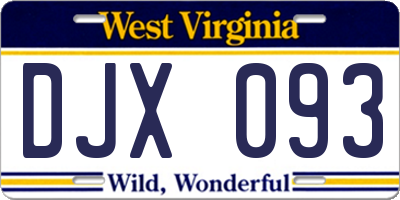 WV license plate DJX093