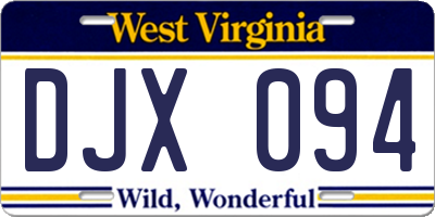 WV license plate DJX094