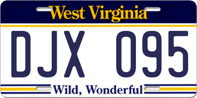 WV license plate DJX095