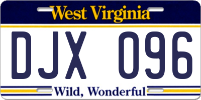 WV license plate DJX096