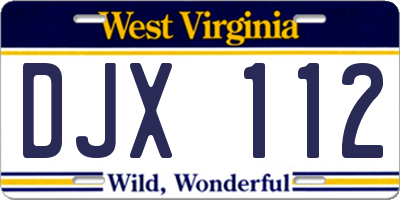 WV license plate DJX112