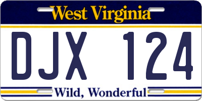 WV license plate DJX124