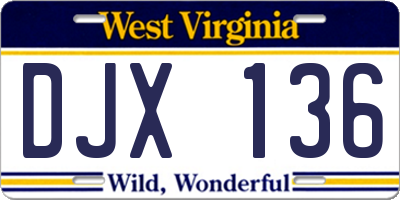 WV license plate DJX136