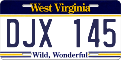 WV license plate DJX145