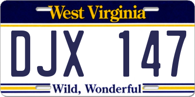WV license plate DJX147