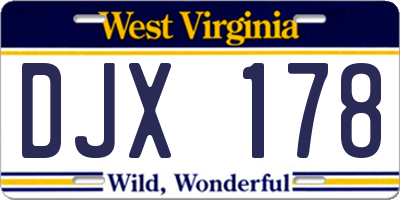 WV license plate DJX178
