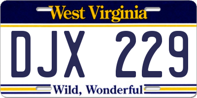 WV license plate DJX229