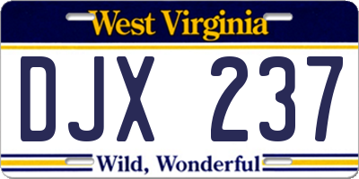 WV license plate DJX237