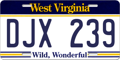 WV license plate DJX239