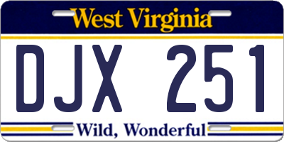 WV license plate DJX251