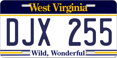 WV license plate DJX255