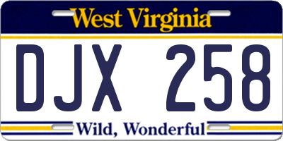 WV license plate DJX258