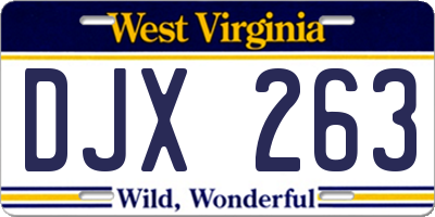 WV license plate DJX263