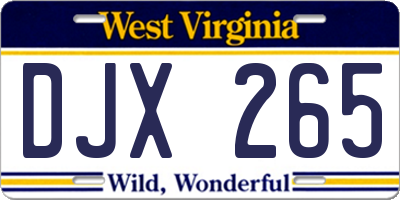 WV license plate DJX265
