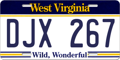 WV license plate DJX267