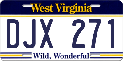 WV license plate DJX271