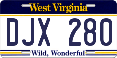 WV license plate DJX280