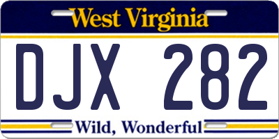 WV license plate DJX282
