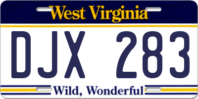 WV license plate DJX283