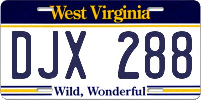 WV license plate DJX288
