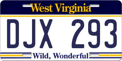 WV license plate DJX293